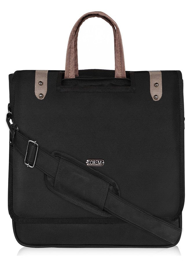 LOREM Black Color Linen fabric 10L Laptop Messenger Bag For Men New BG89 - Image 1